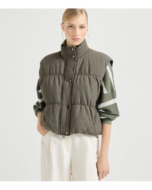 Brunello Cucinelli Gray Cotton Padded Gilet