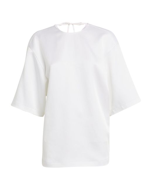 Carven White Satin Oversized T-shirt