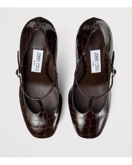 Jimmy Choo Brown Marene 120 Leather Mary Jane Pumps