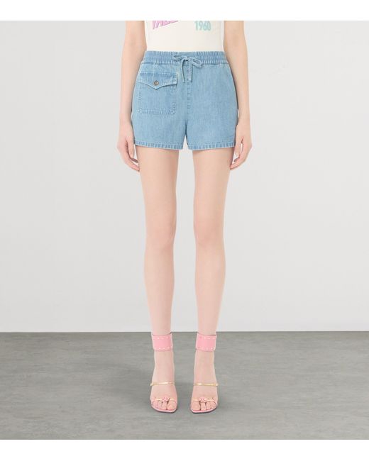 Valentino Blue Drawstring Denim Shorts