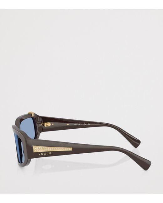 Vogue Blue Rhinestone Irregular Sunglasses
