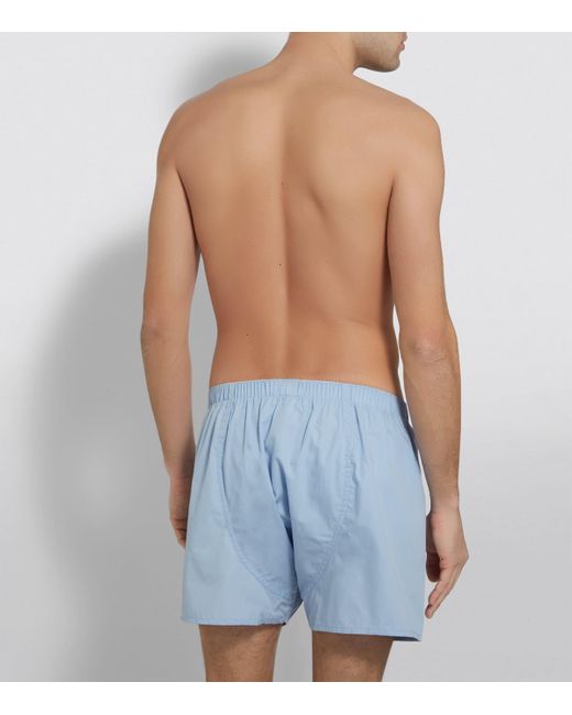 Sunspel Blue Cotton Classic Boxer Shorts for men