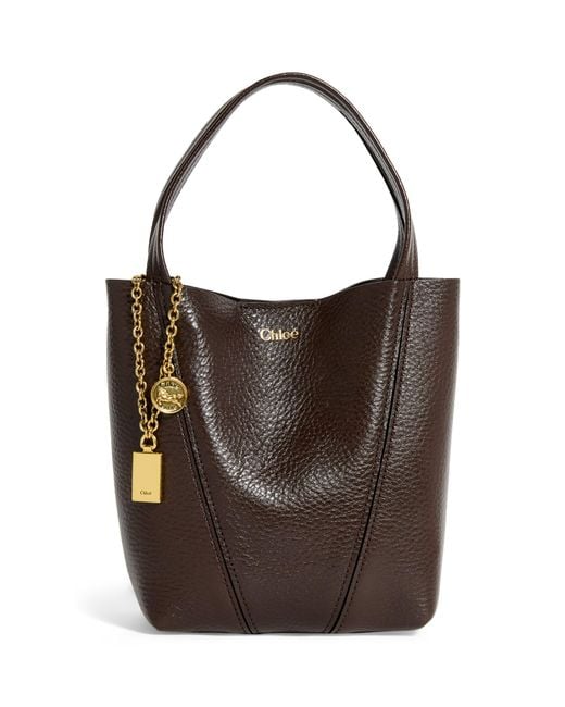 Chloé Brown Small Calfskin Spin Tote Bag