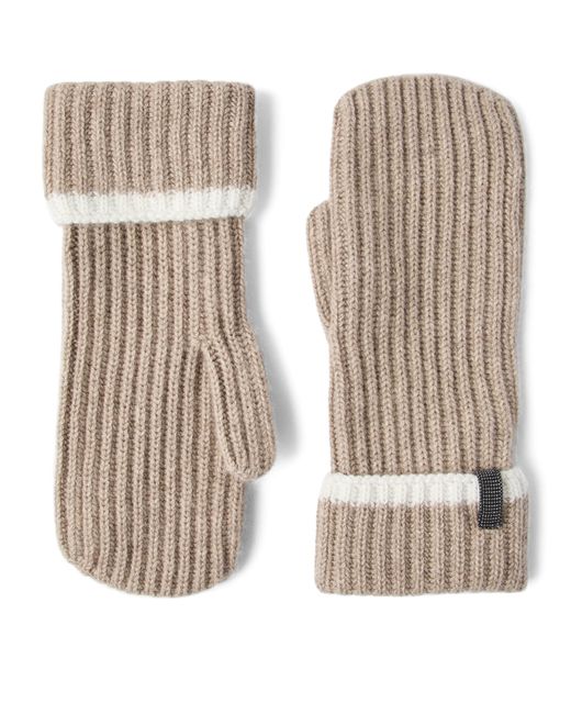 Brunello Cucinelli Natural Cashmere Mittens