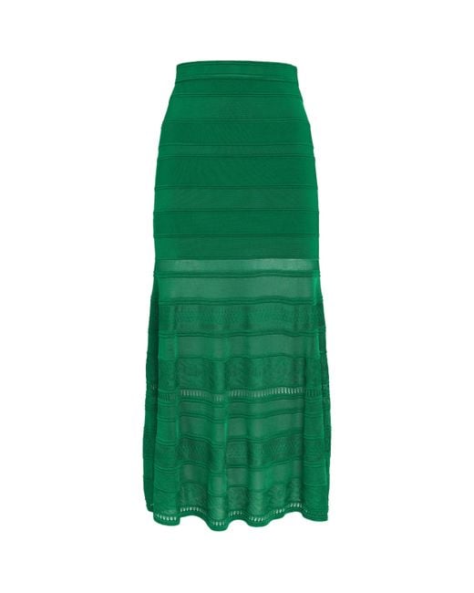 Sandro Green Knitted Midi Skirt