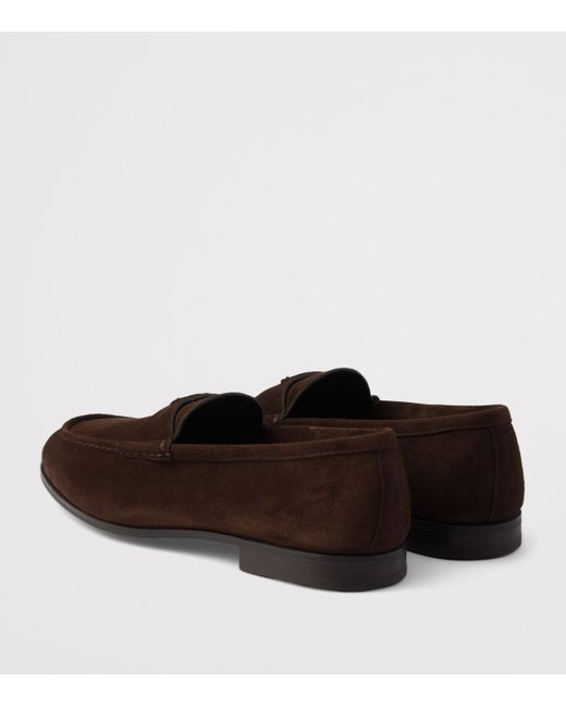 Prada Brown Suede Triangle Loafers for men