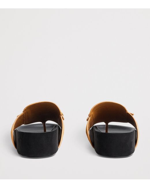 Sandro Brown Suede-Leather Platform Flip Flops