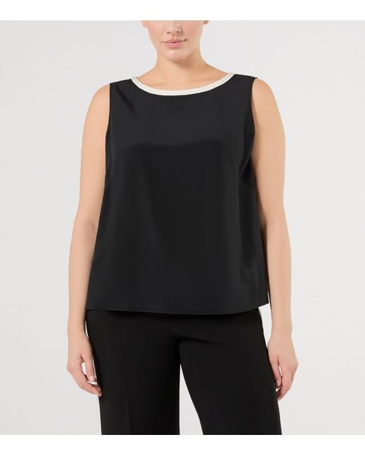 Marina Rinaldi Black Silk Sleeveless Top