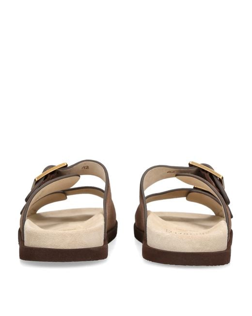 Brunello Cucinelli Brown Suede Buckle-Detail Sandals for men