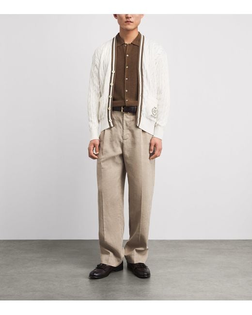 Ralph Lauren White X Wimbledon Cotton-Blend Cable-Knit Cardigan for men