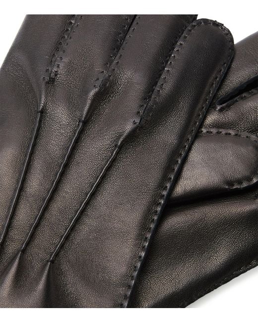 Zegna Black Leather Gloves for men