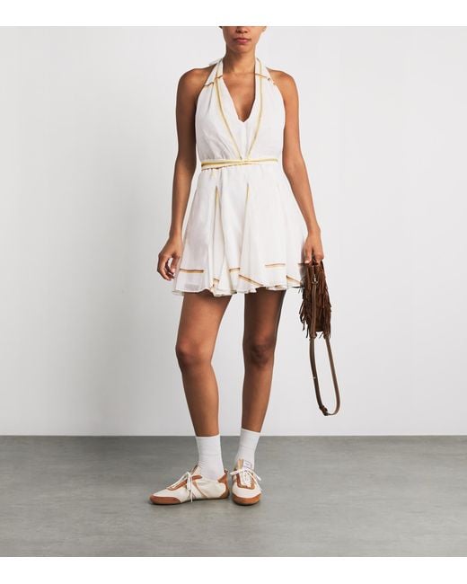 Maje White Cotton Halterneck Mini Dress