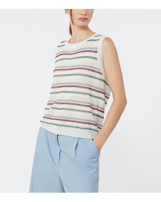 Weekend by Maxmara White Linen Sweater Vest