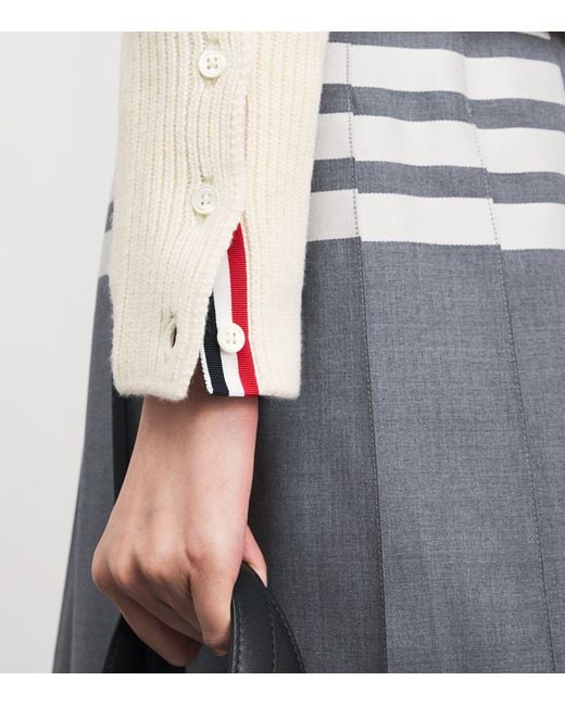 Thom Browne White Wool Hector 4-Bar Cardigan