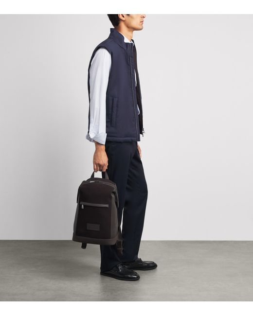 Paul & Shark Blue Virgin Wool Reversible Gilet for men