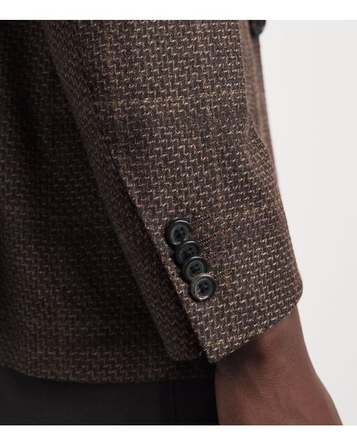 Corneliani Brown Virgin Wool Mouliné Check Blazer for men