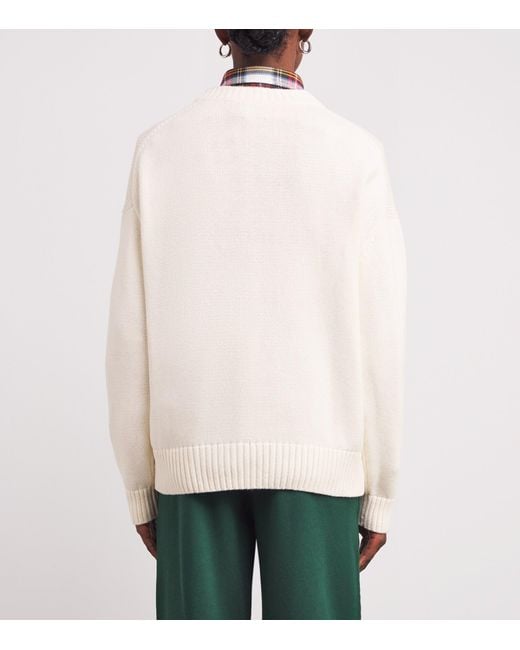Polo Ralph Lauren White Cotton Polo Bear Sweater