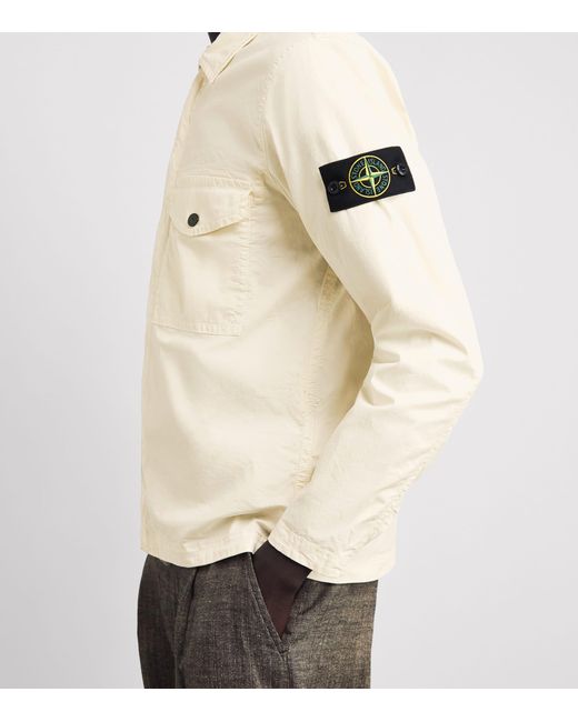 Stone Island Natural Stretch-Cotton Twill Compass Overshirt for men