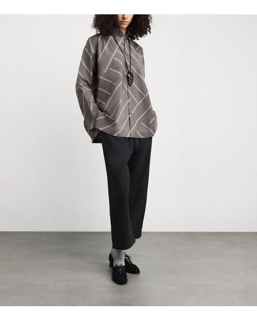 Eskandar Gray Slim Double Stand-Collar Shirt