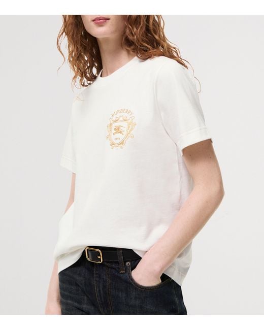 Burberry White Cotton Ekd Crest T-Shirt