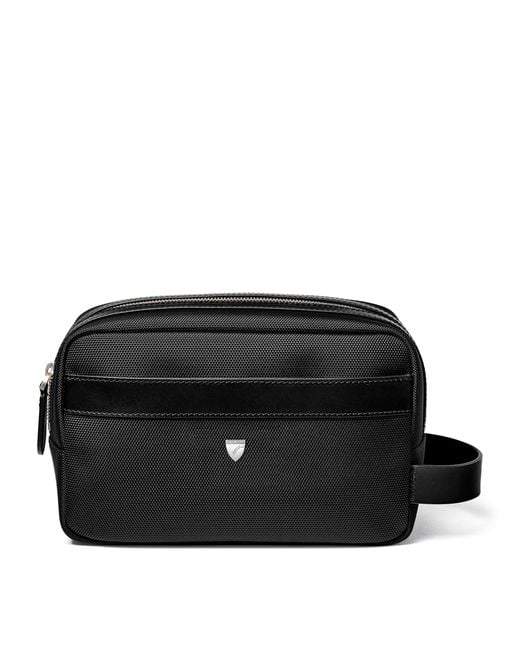 Aspinal Black Logo-Detail Wash Bag for men