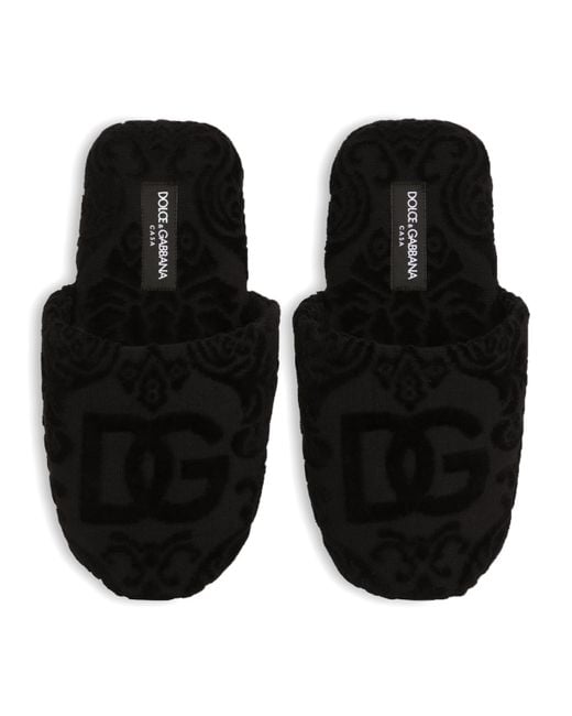 Dolce & Gabbana Black Dg Logo Slippers for men