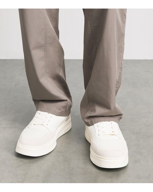 Emporio Armani White Suede Sneakers for men