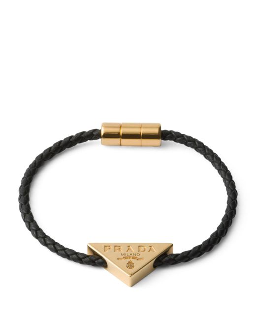 Prada Metallic Nappa Leather Braided Bracelet