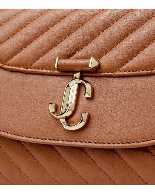 Jimmy Choo Brown Leather Curve Top-Handle Bag