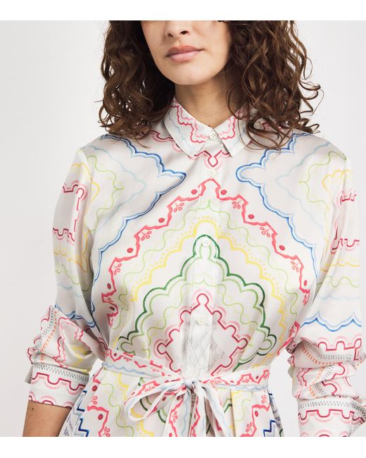 Mary Katrantzou White Printed Verona Mini Shirt Dress
