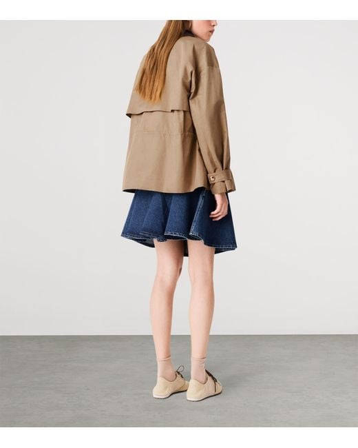 Maje Brown Contrast-Collar Trench Coat