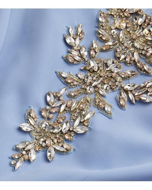 Jenny Packham Blue Crepe Embellished Sabi Gown
