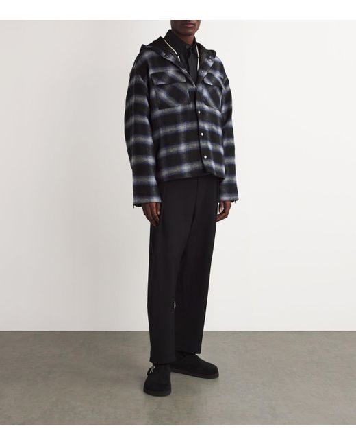 Represent Black Hooded Flannel Overshirt for men