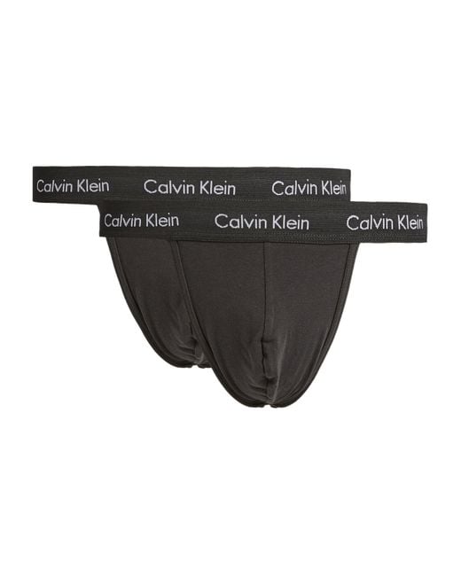 Calvin Klein Black Logo-embellished Stretch-cotton Jockstraps Pack Of Two for men