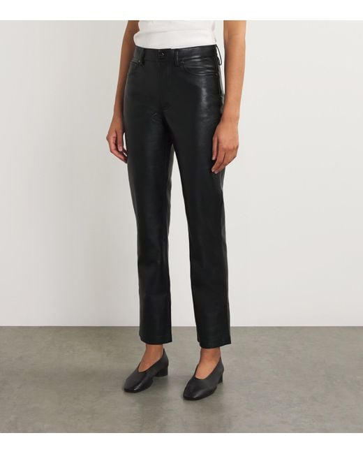 Anine Bing Black Recycled Leather Bruno Trousers