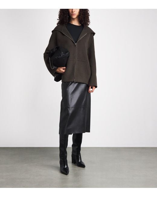 Khaite Brown Virgin Wool Zip-Up Hoodie