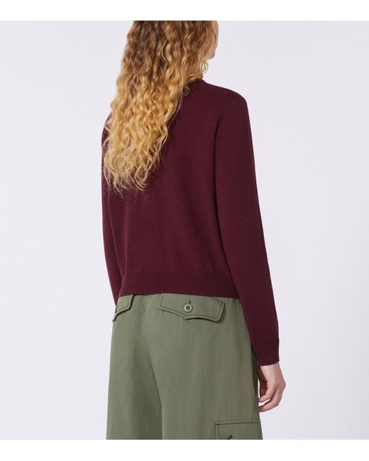 Weekend by Maxmara Purple Wool-Cashmere Cardigan