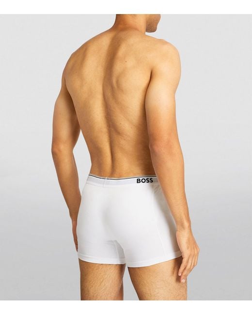 Boss White Stretch-Cotton Logo Trunks for men