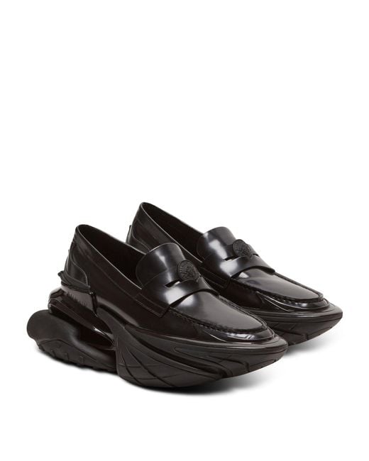 Balmain Black Leather Slip-on Unicorn Sneakers for men