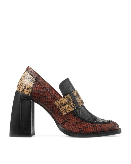 Jimmy Choo Brown Tylor 95 Leather Heeled Loafers