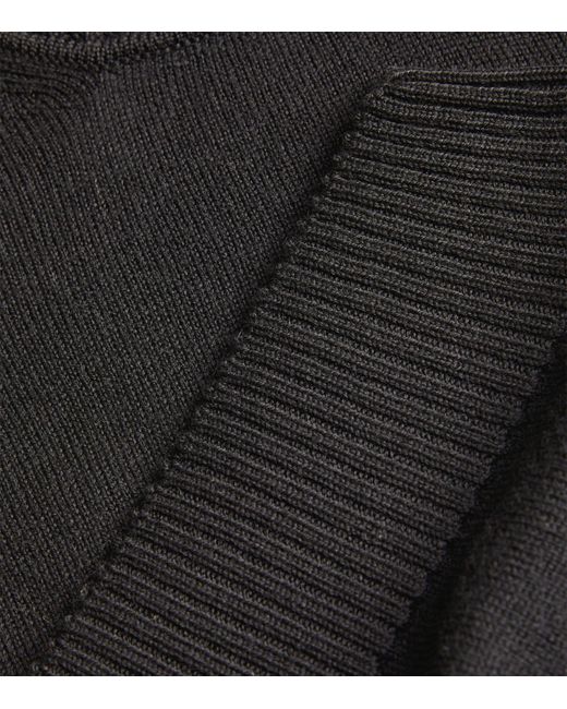 Max Mara Black Virgin Wool Short-sleeve Sweater
