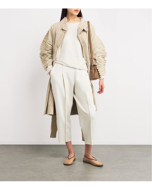 Issey Miyake White Cotton-Blend Campagne Top