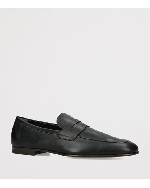 Tod's Black Leather Mocassino Loafers for men