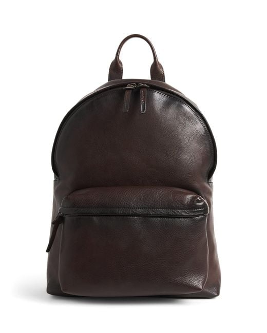 Officine Creative Black Leather Pack Backpack for men