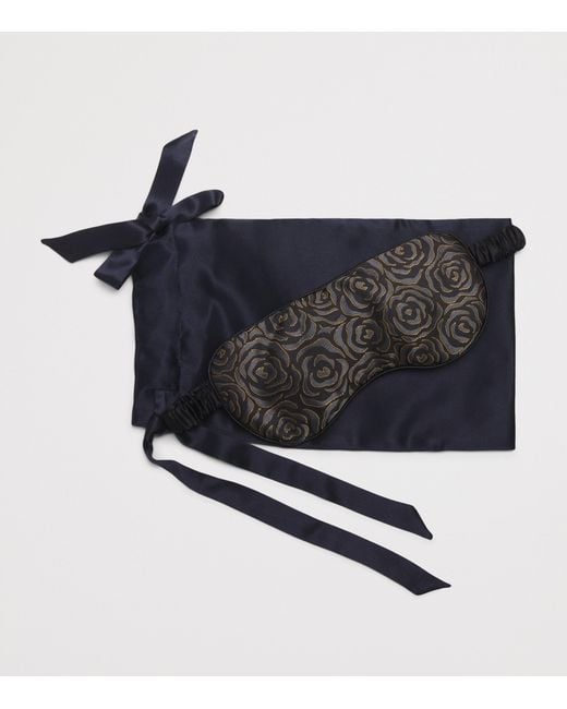 Derek Rose Black Silk London Toile Eye Mask for men