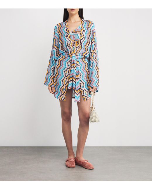Missoni Blue Metallic-Knit Beach Cover-Up