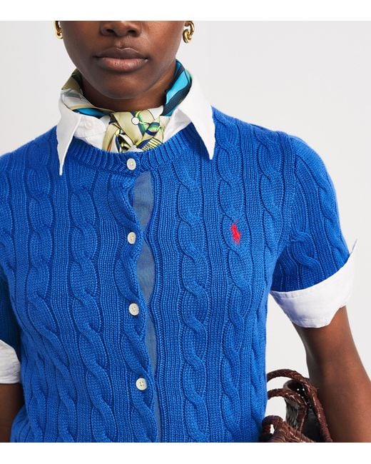 Polo Ralph Lauren Blue Cotton Cable-Knit Cardigan
