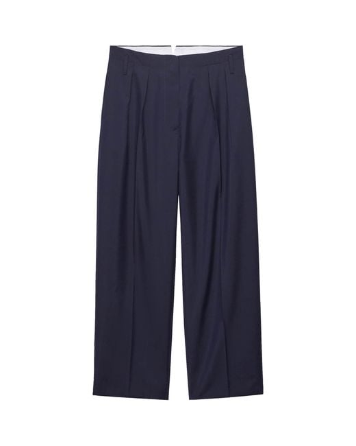 Prada Blue Wool-Mohair Wide-Leg Trousers for men