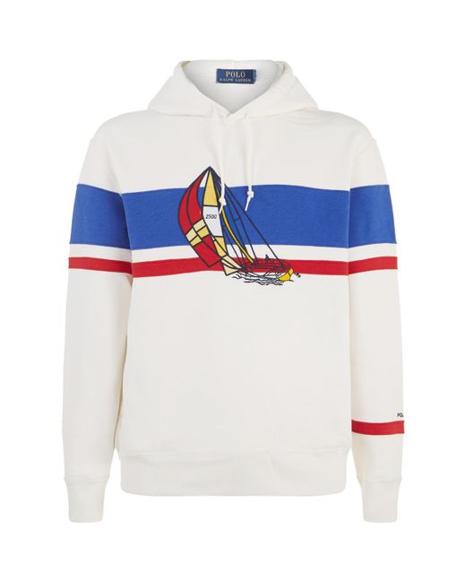 Polo Ralph Lauren White Sailboat Embroidered Hoodie for men