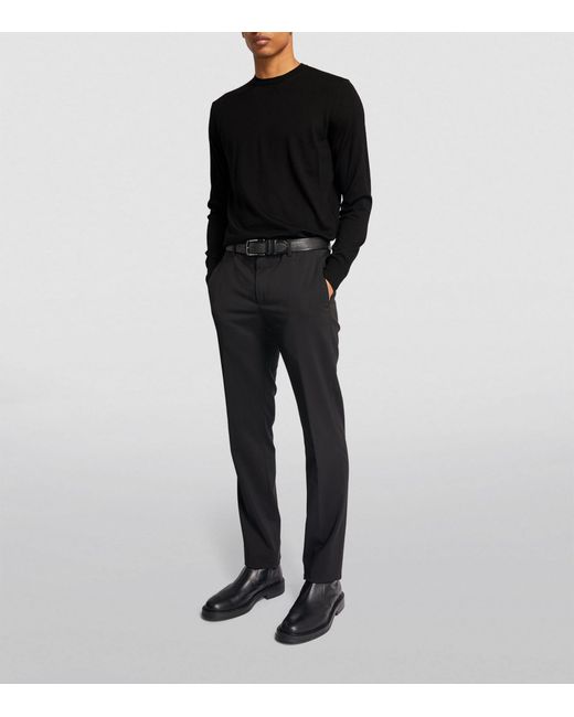 Giorgio Armani Black Virgin Wool Crewneck Sweater for men